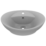 Lavabo ovale à trop-plein Gris clair mat 58,5x39 cm Céramique