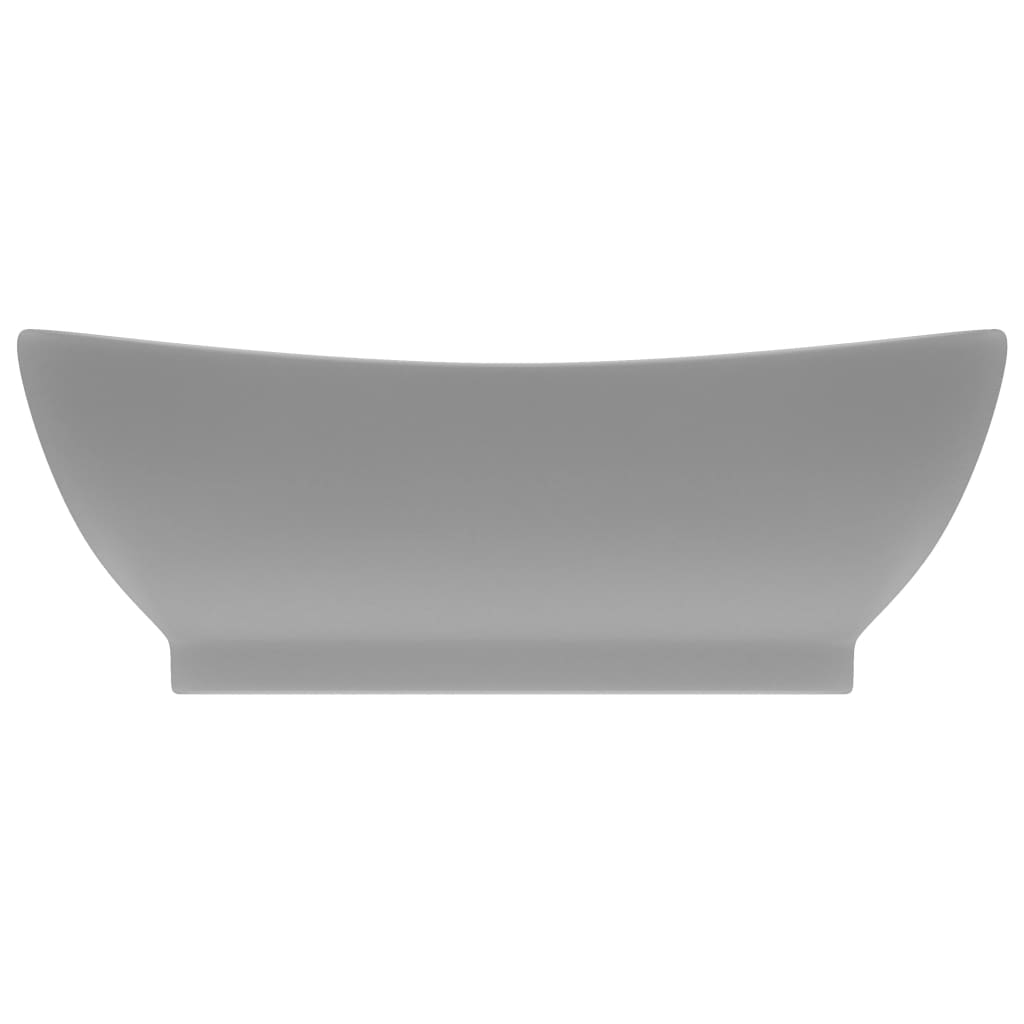 Lavabo ovale à trop-plein Gris clair mat 58,5x39 cm Céramique