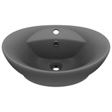 Lavabo ovale à trop-plein Gris foncé mat 58,5x39 cm Céramique