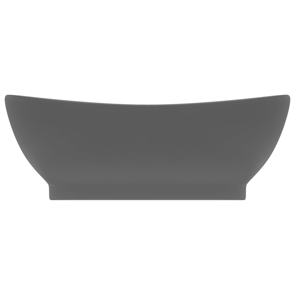 Lavabo ovale à trop-plein Gris foncé mat 58,5x39 cm Céramique