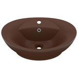 Lavabo ovale à trop-plein Marron foncé mat 58,5x39 cm Céramique