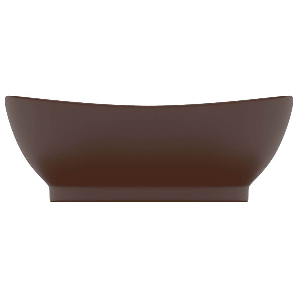 Lavabo ovale à trop-plein Marron foncé mat 58,5x39 cm Céramique