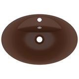 Lavabo ovale à trop-plein Marron foncé mat 58,5x39 cm Céramique