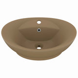 Lavabo ovale de luxe à trop-plein Crème mat 58,5x39cm Céramique