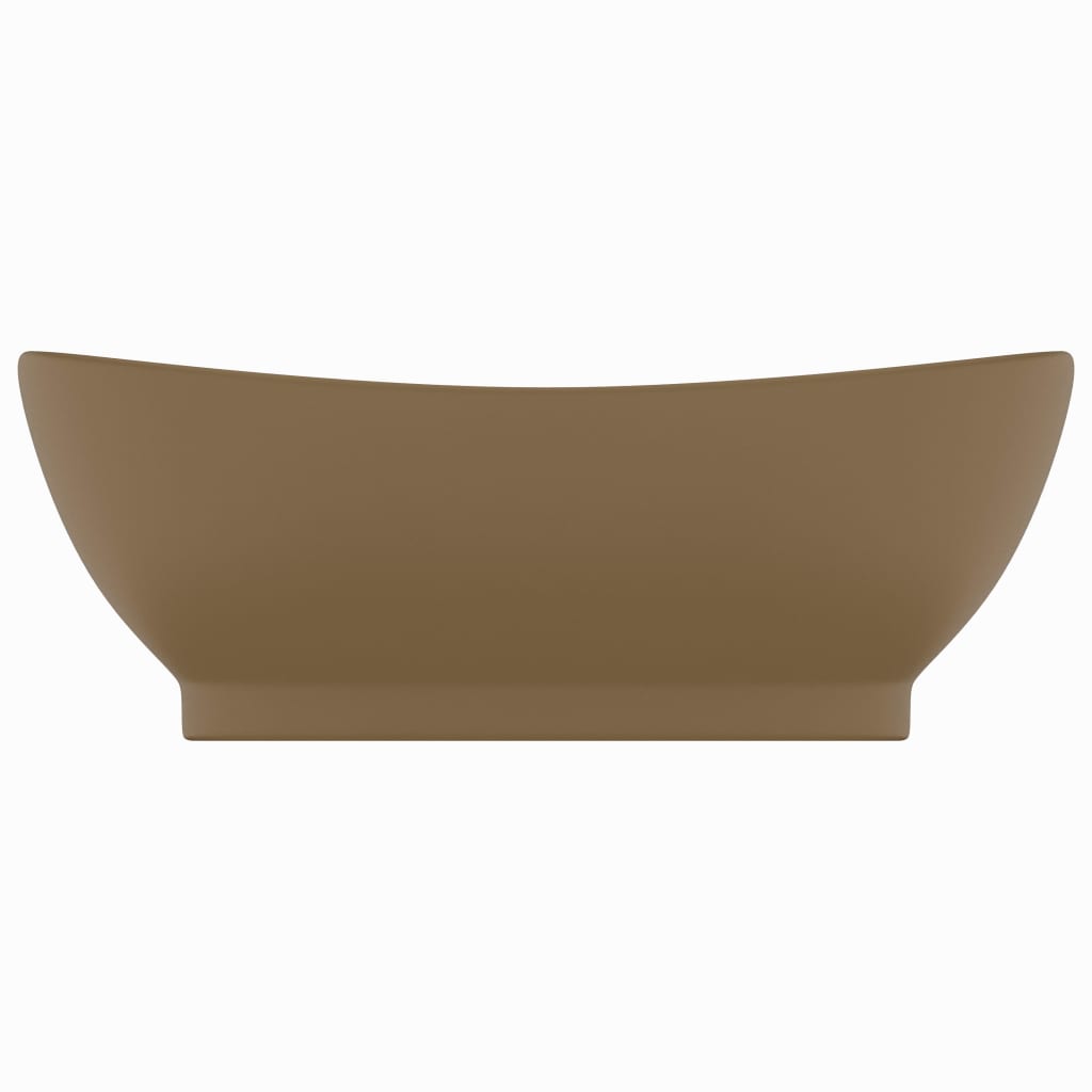 Lavabo ovale de luxe à trop-plein Crème mat 58,5x39cm Céramique