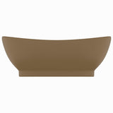 Lavabo ovale de luxe à trop-plein Crème mat 58,5x39cm Céramique