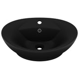 Lavabo ovale de luxe à trop-plein Noir mat 58,5x39 cm Céramique