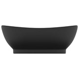 Lavabo ovale de luxe à trop-plein Noir mat 58,5x39 cm Céramique