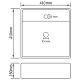 Lavabo carré de luxe à trop-plein Blanc mat 41x41 cm Céramique