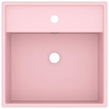 Lavabo carré de luxe à trop-plein Rose mat 41x41 cm Céramique