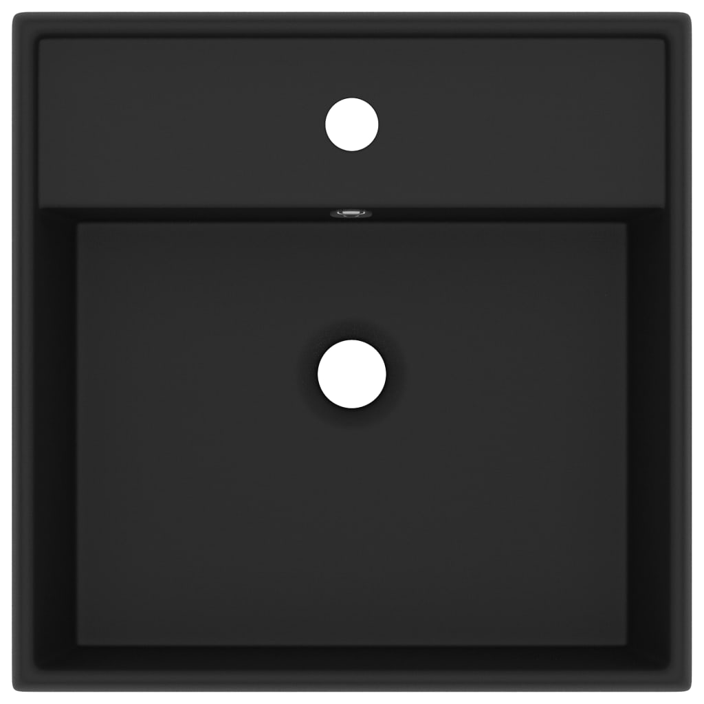 Lavabo carré de luxe à trop-plein Noir mat 41x41 cm Céramique