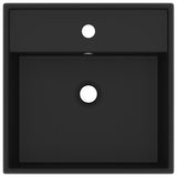 Lavabo carré de luxe à trop-plein Noir mat 41x41 cm Céramique