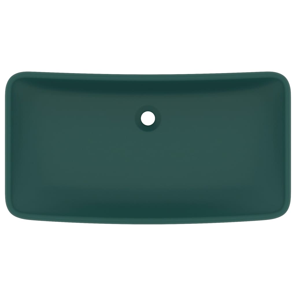 Lavabo de luxe rectangulaire Vert foncé mat 71x38 cm Céramique