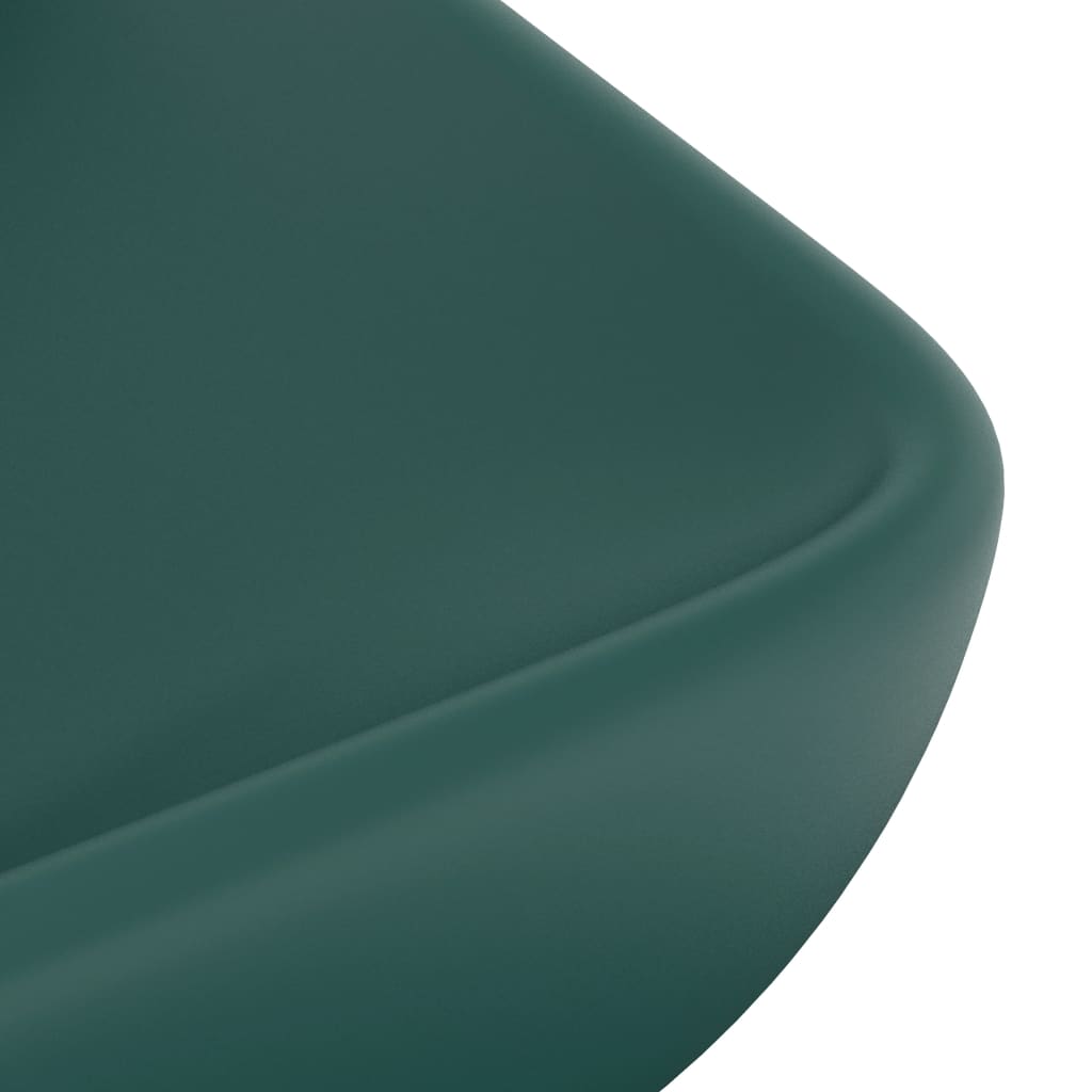 Lavabo de luxe rectangulaire Vert foncé mat 71x38 cm Céramique