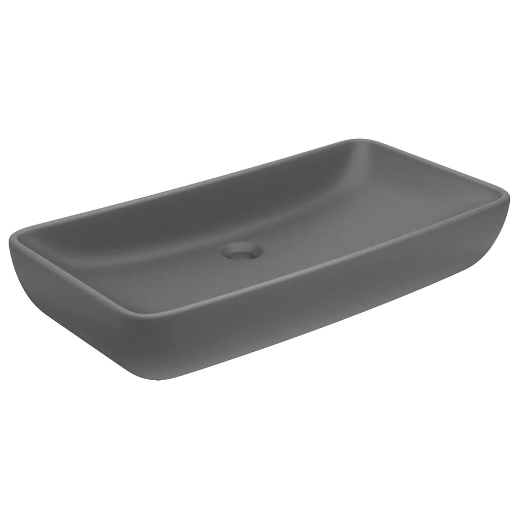 Lavabo de luxe rectangulaire Gris foncé mat 71x38 cm Céramique