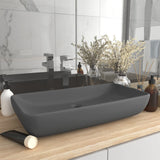 Lavabo de luxe rectangulaire Gris foncé mat 71x38 cm Céramique