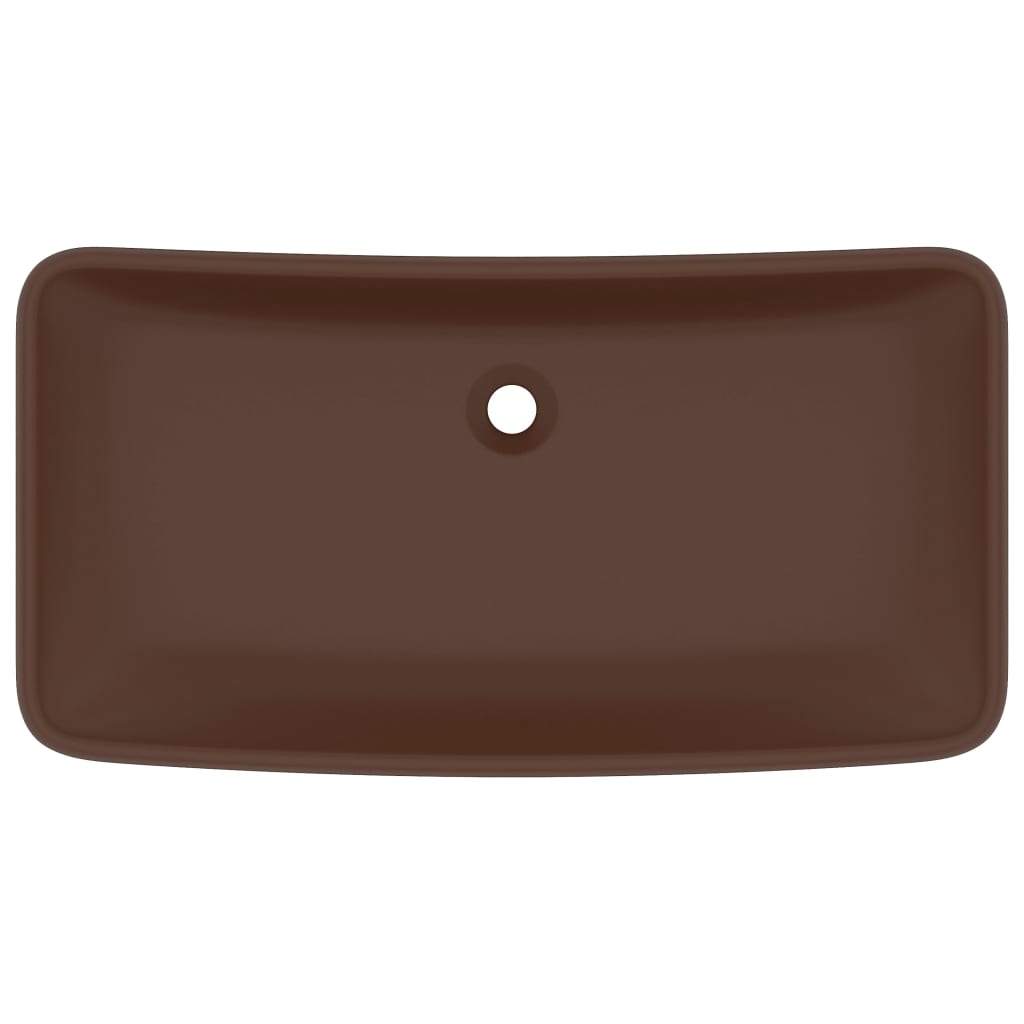 Lavabo de luxe rectangulaire Marron foncé mat 71x38cm Céramique