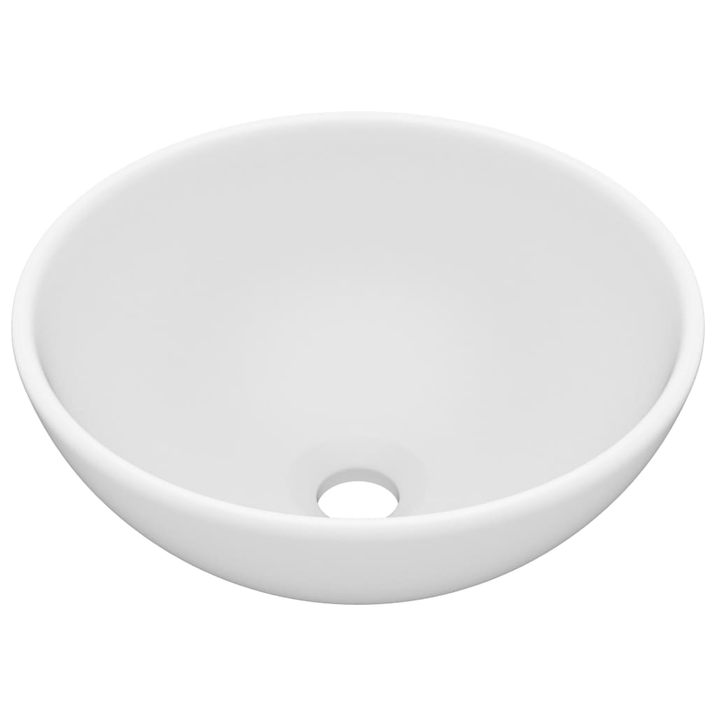 Lavabo rond de salle de bain Blanc mat 32,5x14 cm Céramique