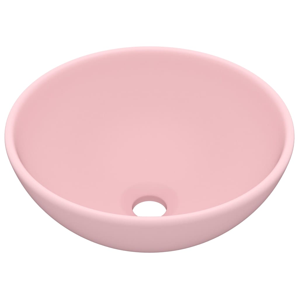 Lavabo rond de salle de bain Rose mat 32,5x14 cm Céramique