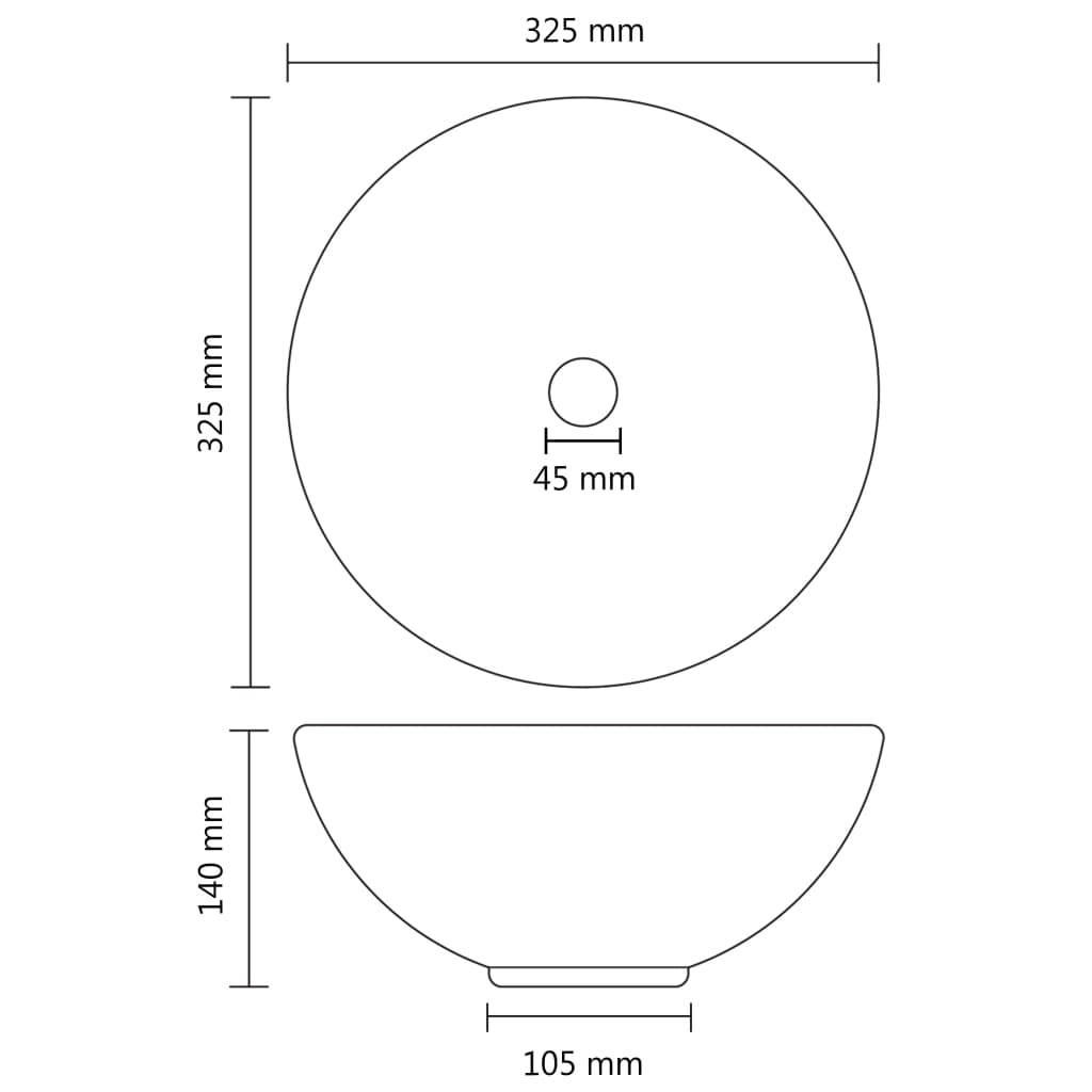 Lavabo rond de salle de bain Rose mat 32,5x14 cm Céramique