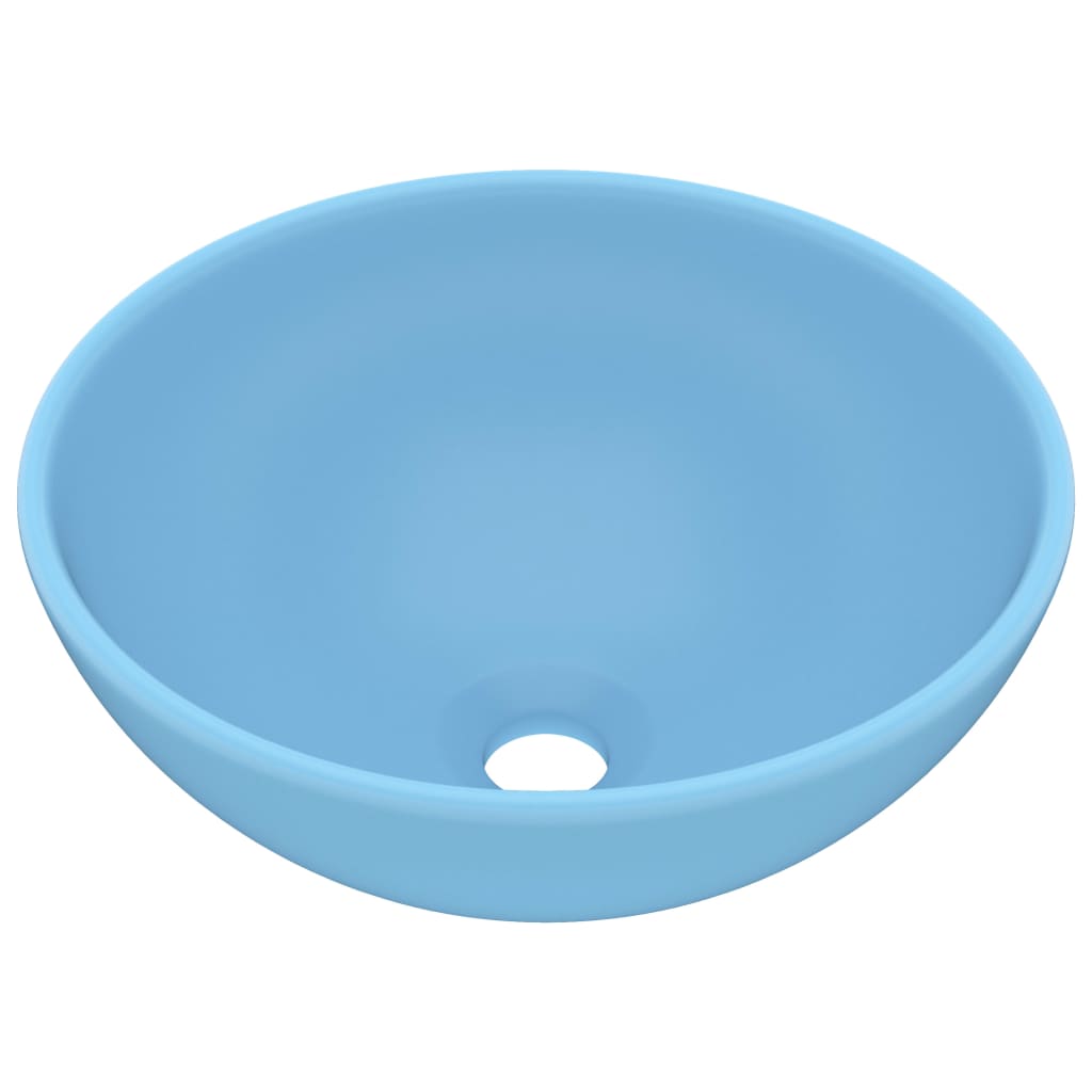 Lavabo rond de salle de bain Bleu clair mat 32,5x14cm Céramique