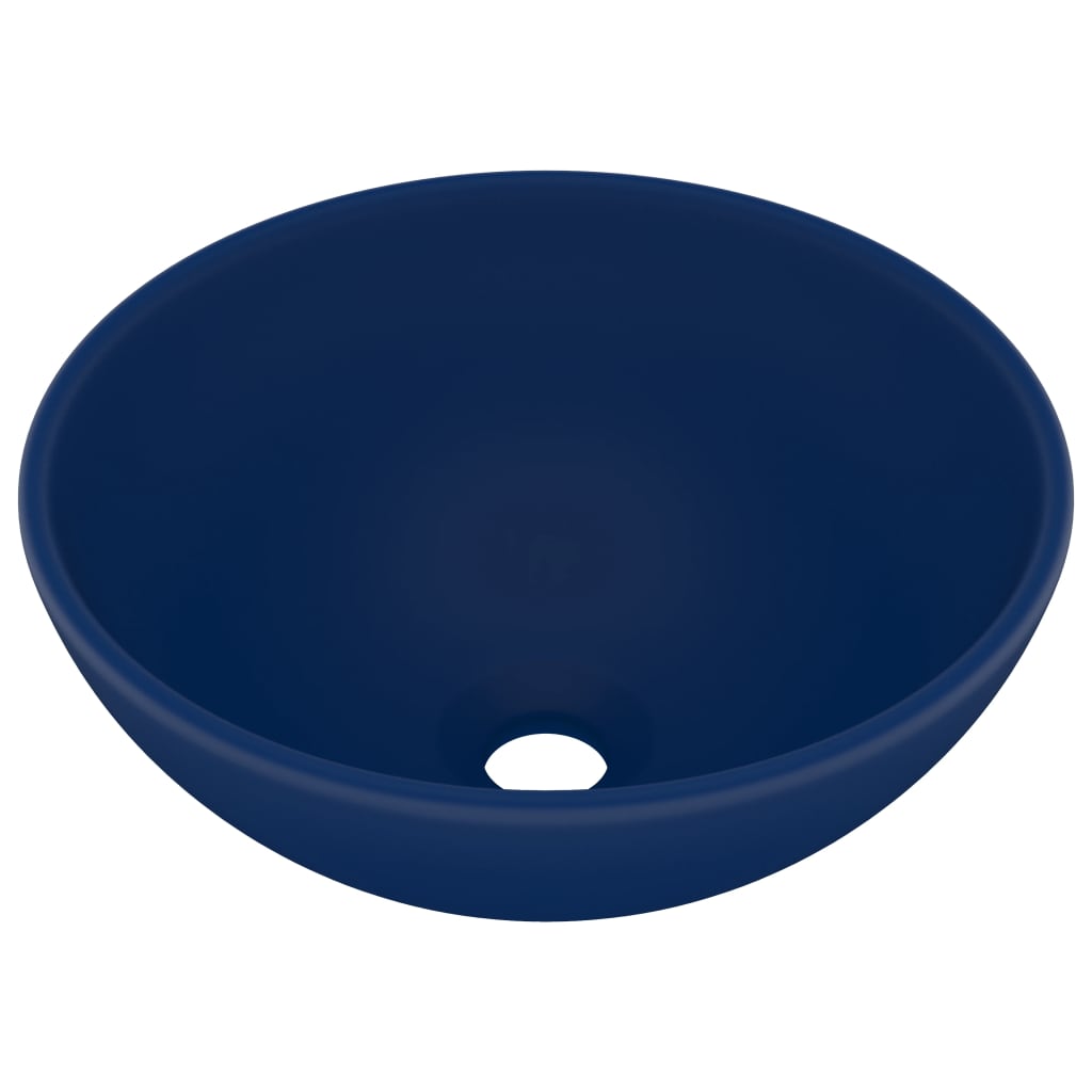 Lavabo rond de luxe de salle Bleu foncé mat 32,5x14cm Céramique