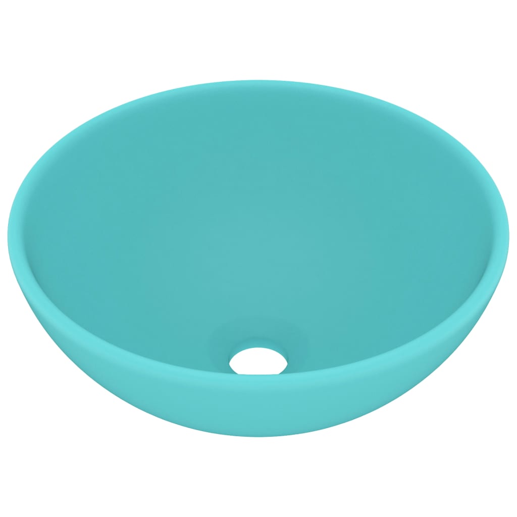 Lavabo rond de salle de bain Vert clair mat 32,5x14cm Céramique