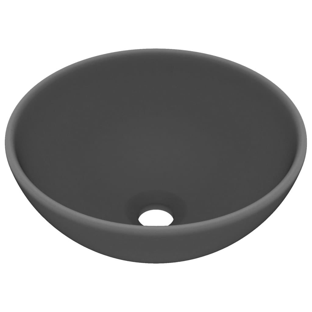 Lavabo rond de luxe de salle Gris foncé mat 32,5x14cm Céramique