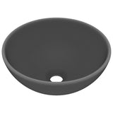 Lavabo rond de luxe de salle Gris foncé mat 32,5x14cm Céramique