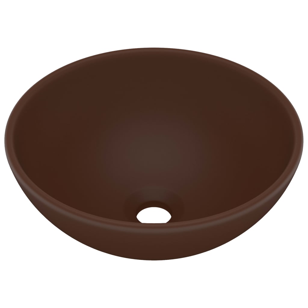 Lavabo rond salle de bain Marron foncé mat 32,5x14 cm Céramique