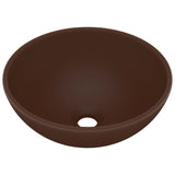 Lavabo rond salle de bain Marron foncé mat 32,5x14 cm Céramique