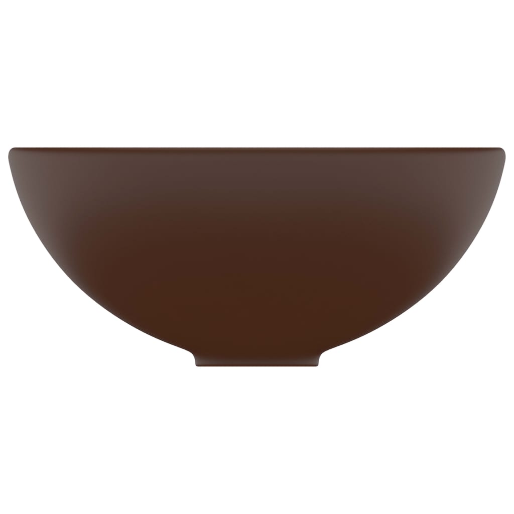 Lavabo rond salle de bain Marron foncé mat 32,5x14 cm Céramique