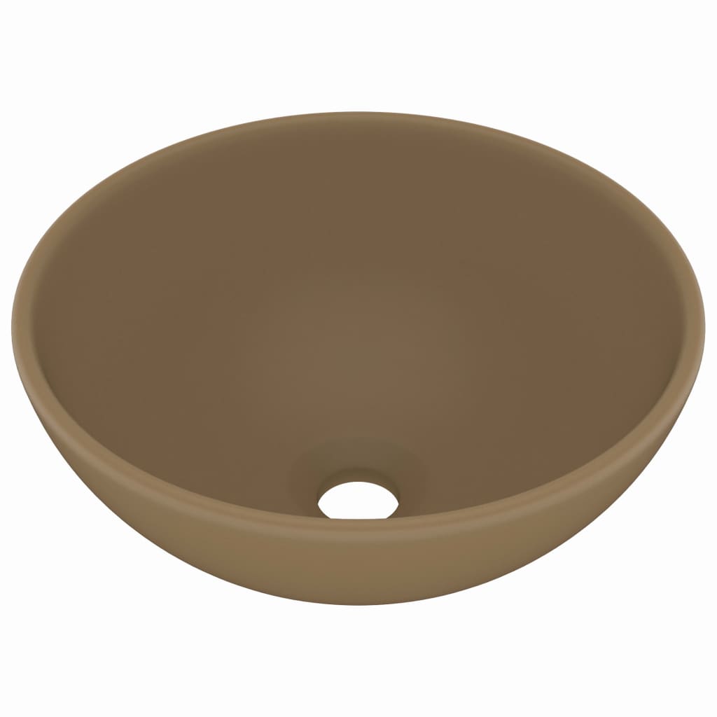 Lavabo rond de salle de bain Crème mat 32,5x14 cm Céramique