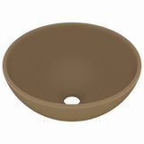 Lavabo rond de salle de bain Crème mat 32,5x14 cm Céramique