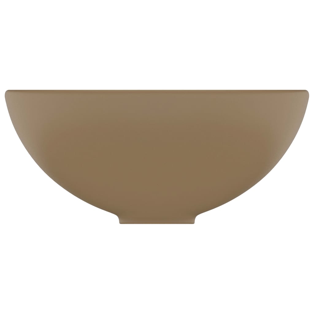 Lavabo rond de salle de bain Crème mat 32,5x14 cm Céramique