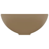 Lavabo rond de salle de bain Crème mat 32,5x14 cm Céramique