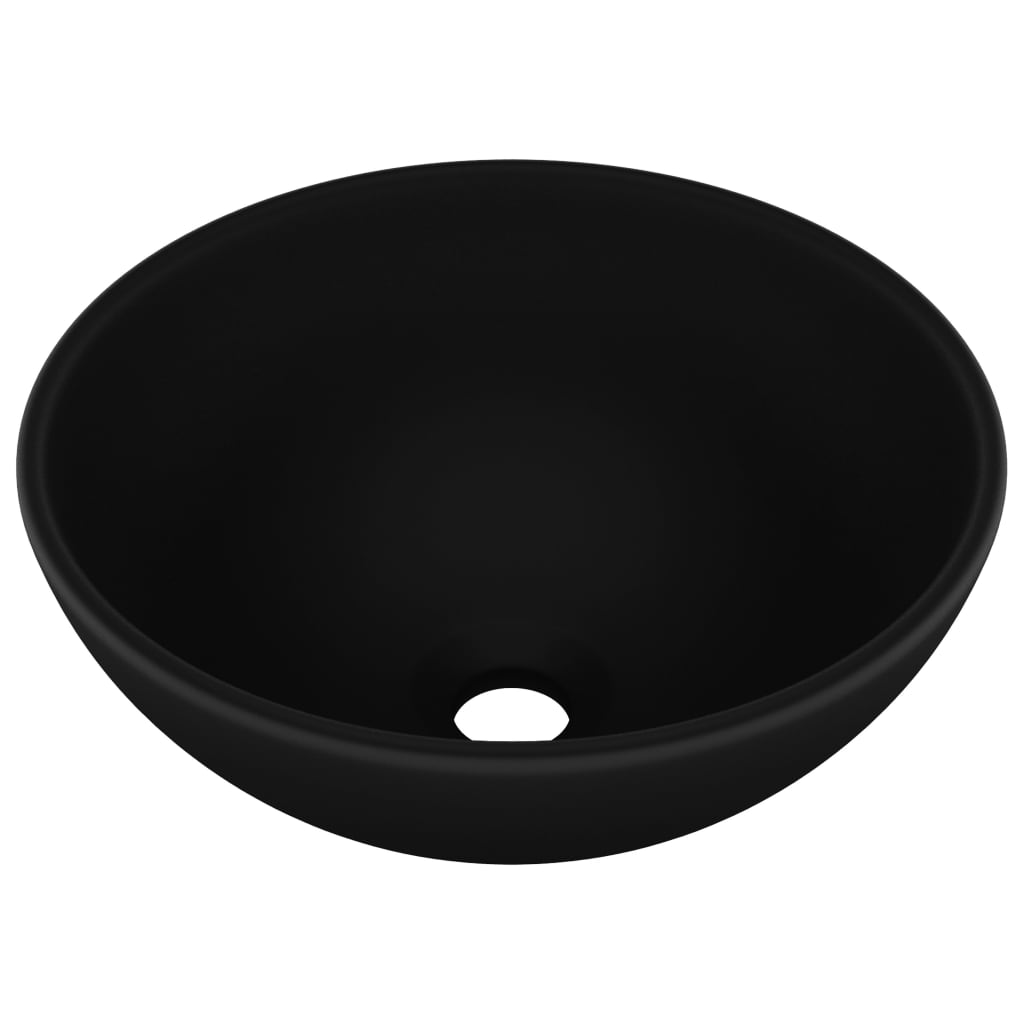 Lavabo rond de salle de bain Noir mat 32,5x14 cm Céramique