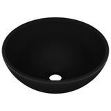 Lavabo rond de salle de bain Noir mat 32,5x14 cm Céramique