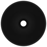 Lavabo rond de salle de bain Noir mat 32,5x14 cm Céramique