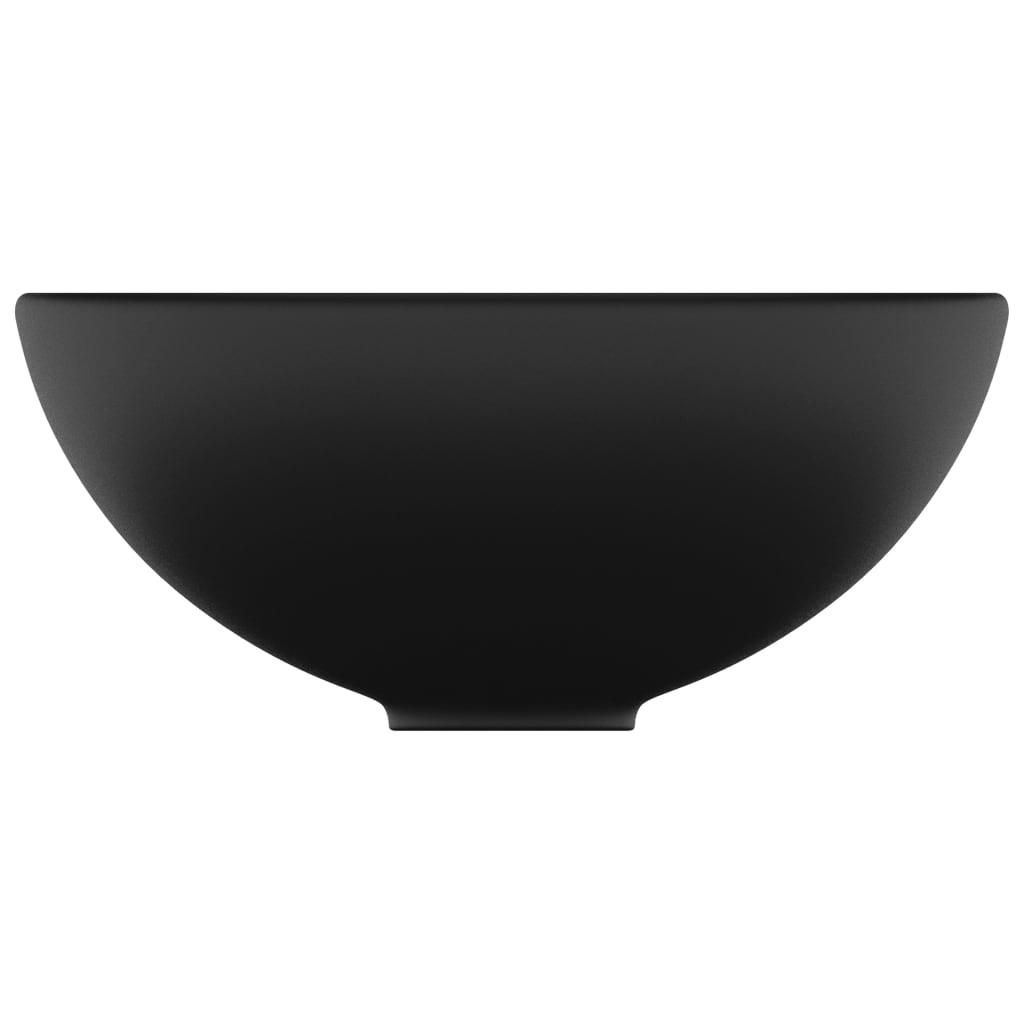 Lavabo rond de salle de bain Noir mat 32,5x14 cm Céramique