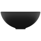 Lavabo rond de salle de bain Noir mat 32,5x14 cm Céramique