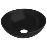 Lavabo de salle de bain Céramique Noir mat Rond