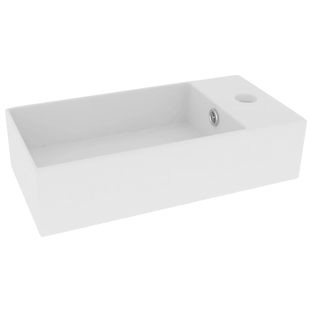 Lavabo de salle de bain avec trop-plein Céramique Blanc mat