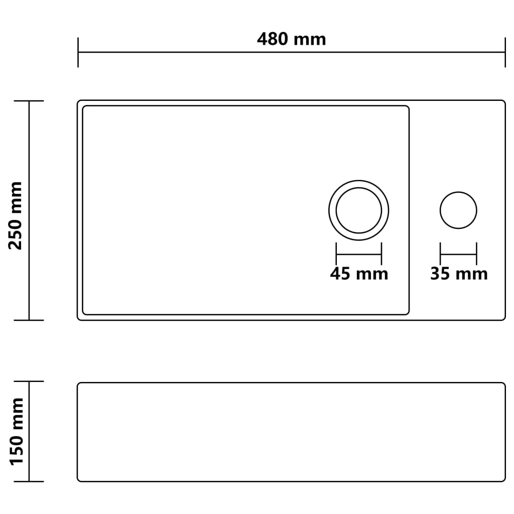 Lavabo de salle de bain avec trop-plein Céramique Blanc mat