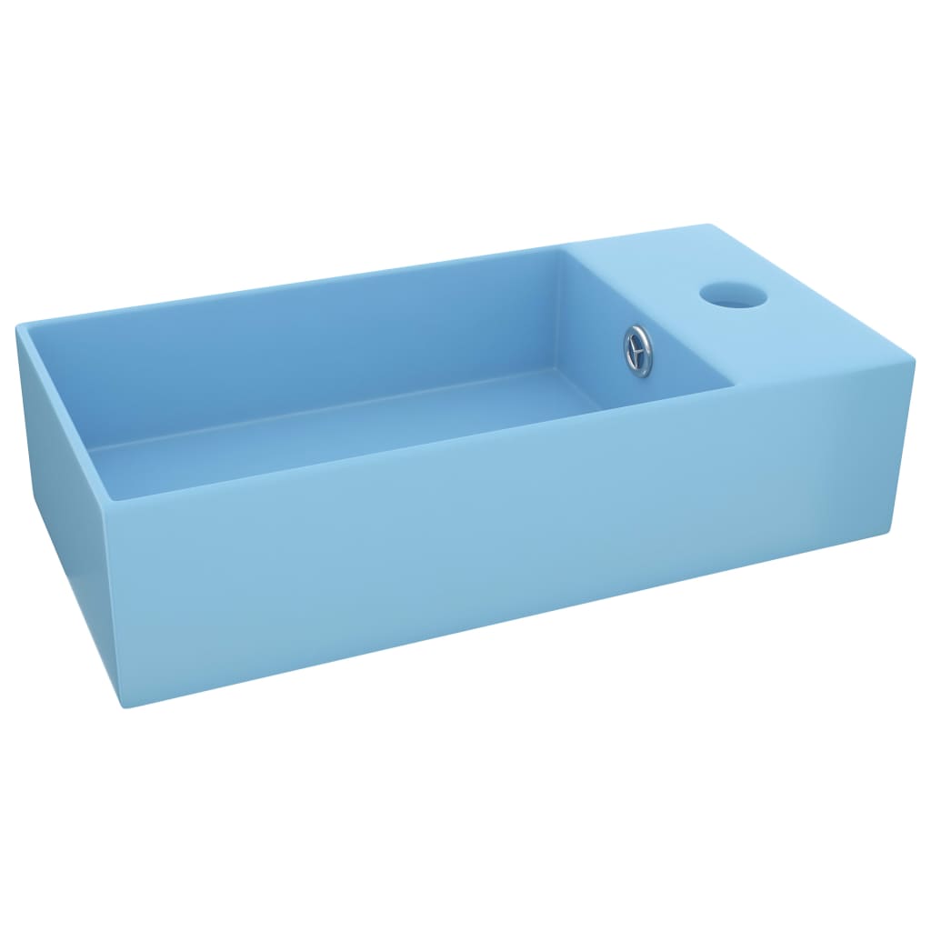 Lavabo de salle de bain avec trop-plein Céramique Bleu clair