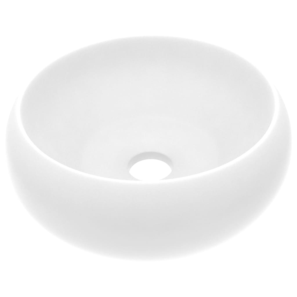 Lavabo rond de luxe Blanc mat 40x15 cm Céramique