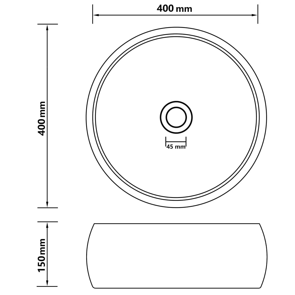 Lavabo rond de luxe Blanc mat 40x15 cm Céramique