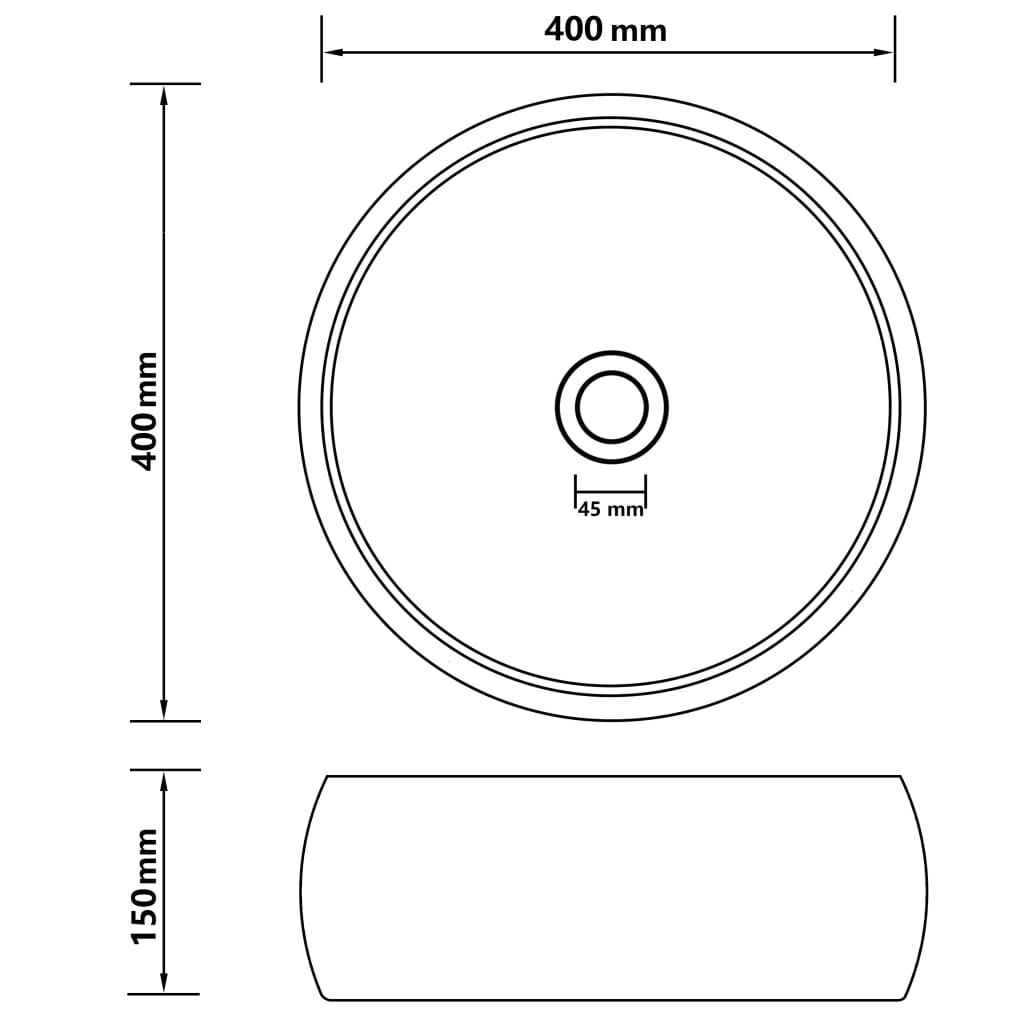 Lavabo rond de luxe Bleu clair mat 40x15 cm Céramique