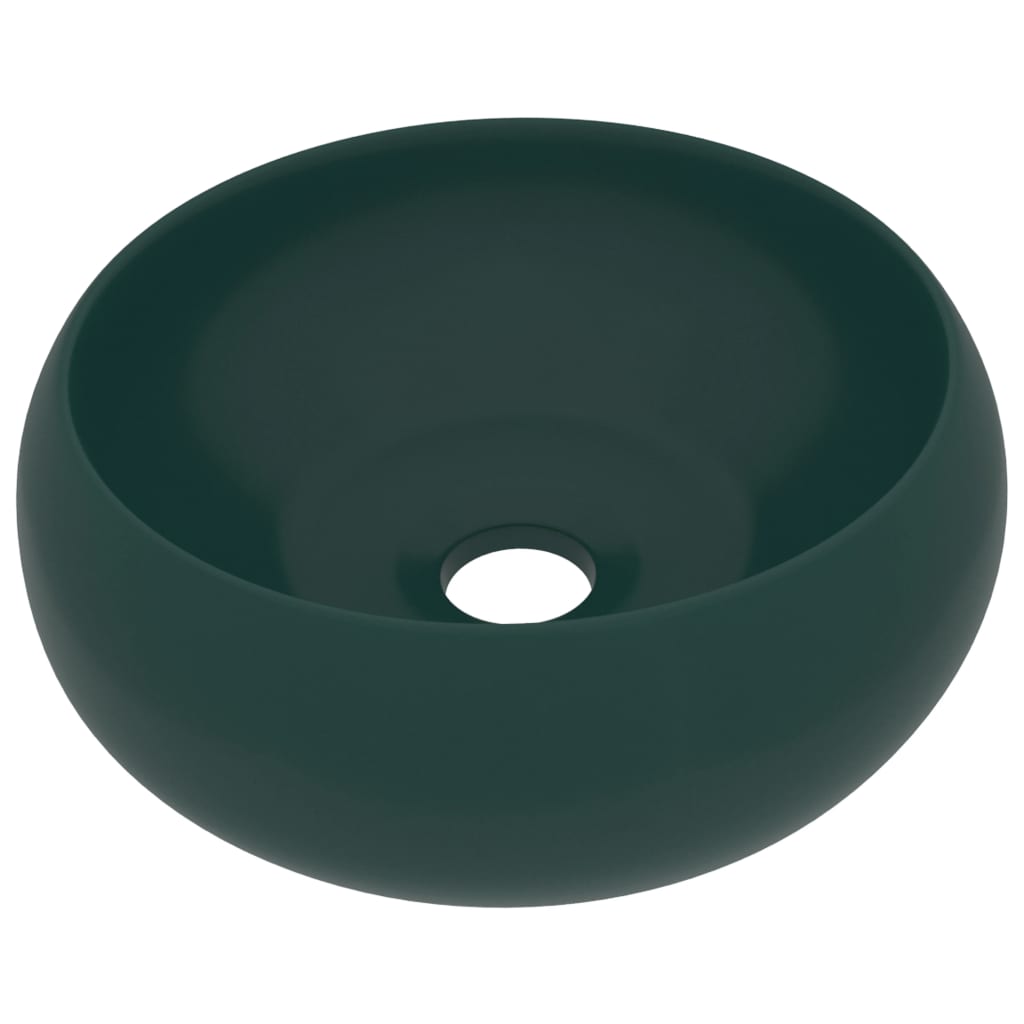 Lavabo rond de luxe Vert foncé mat 40x15 cm Céramique