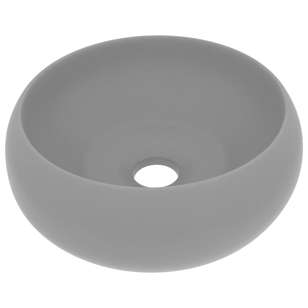 Lavabo rond de luxe Gris clair mat 40x15 cm Céramique